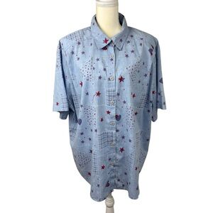 TCP & Co vintage Blouse size 24W shoulder pads cottage country coastal summer